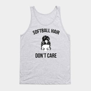 Softball Hair Don't Care Messy Bun Ball Player Tank Top